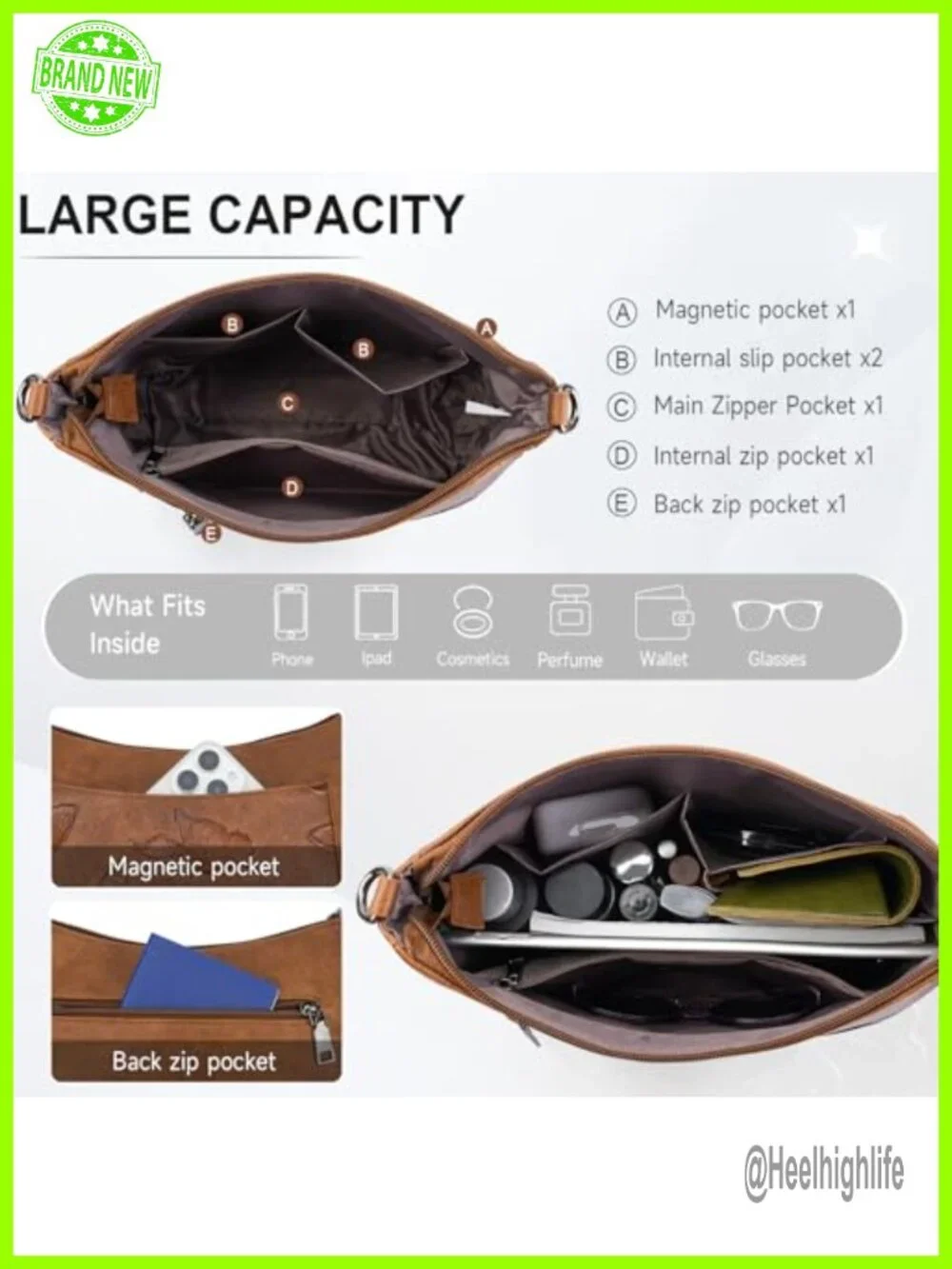 Vegan Leather Medium Butterfly Hobo Crossbody Purse Shoulder Bag